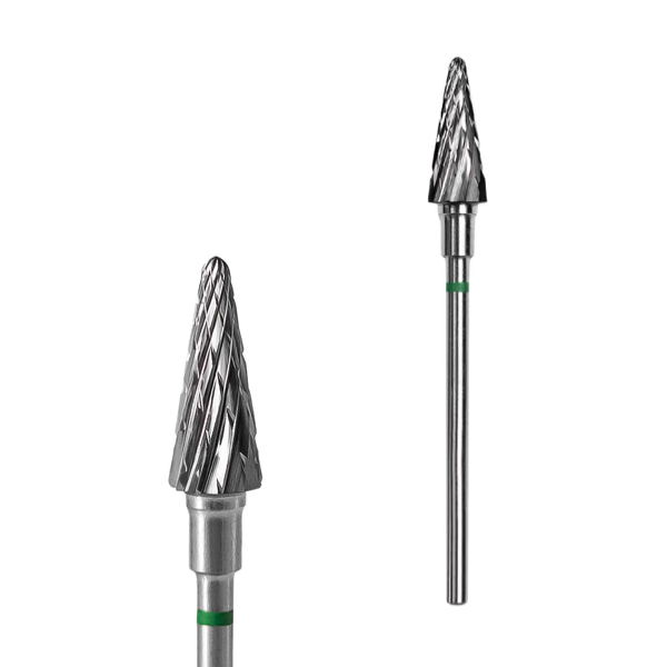 STALEKS PRO Carbide Nail Drill Bit Cone, 6 mm, Green / Coarse (FT71G060/14)