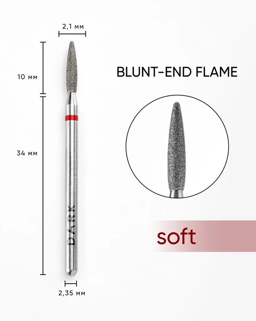 Nail drill bit DARK Tapered Flame 2.1x10 mm (Red)