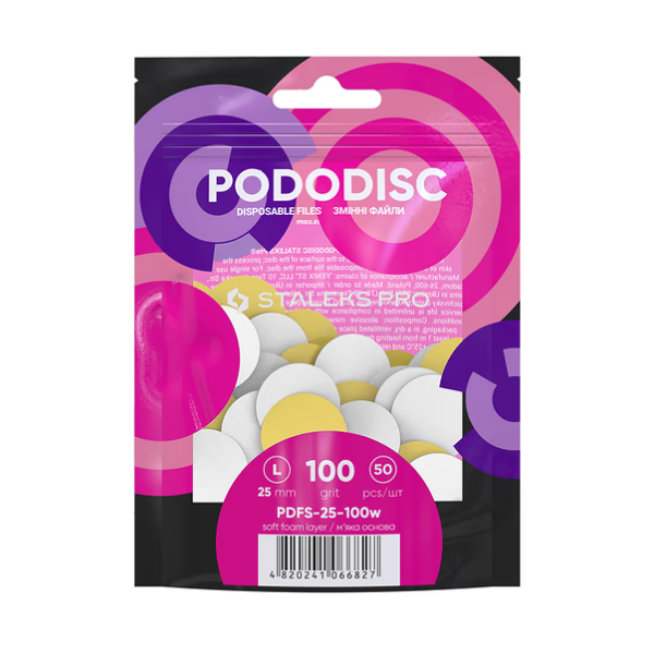 STALEKS PRO EXPERT PODODISC L Replacement White Files , 50 pcs (100 / 180 Grit)