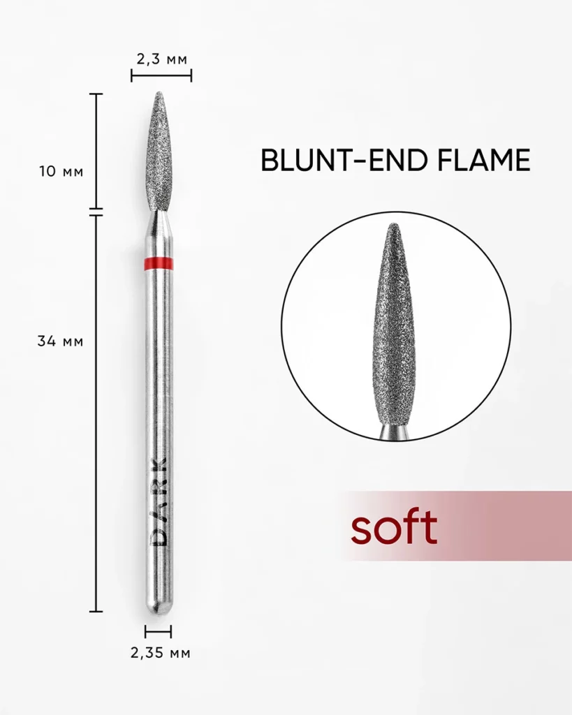 Nail drill bit DARK Tupé half-flame 2.3x10 mm (Red)