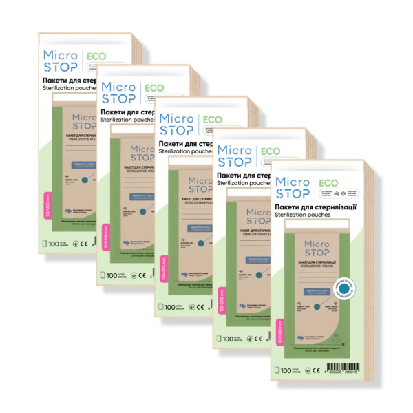 Microstop ECO Kraft Sterilization Pouches – Class 4 Indicator, 100×200 mm (100 pcs)