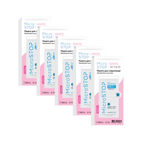 Microstop Kraft Sterilization Pouches with Class 4 Indicator (75×150 mm, 100 pcs)